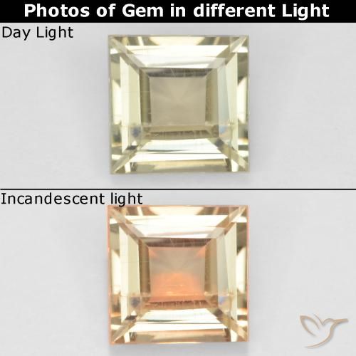 0.70ct طبيعي أصف فاتح جدا دياسبور متغير اللون, مربع, قليلا جدا