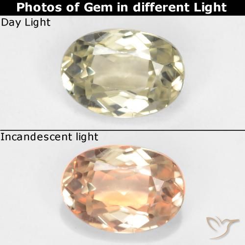 0.57ct طبيعي أصفر فاتح دياسبور متغير اللون, بيضوي, VVS-VS