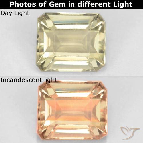 1.18ct طبيعي أصفر فاتح دياسبور متغير اللون, قص الزمرد, قليلا جدا