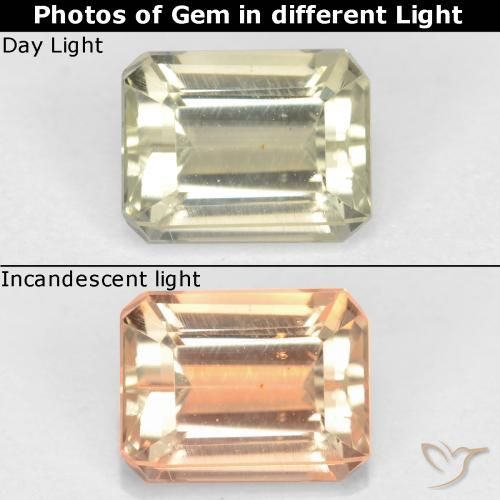 1.16ct طبيعي أصفر فاتح دياسبور متغير اللون, قص الزمرد, قليلا جدا