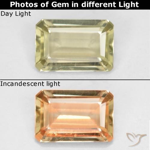 0.58ct طبيعي أصفر متوسط دياسبور متغير اللون, قص الزمرد, قليلا جدا