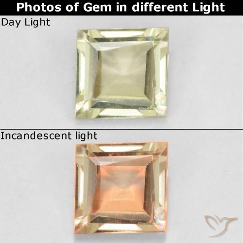 0.45ct طبيعي أصفر فاتح دياسبور متغير اللون, مربع, قليلا جدا