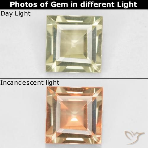 0.48ct طبيعي أصفر باهت جدا دياسبور متغير اللون, مربع, قليلا جدا