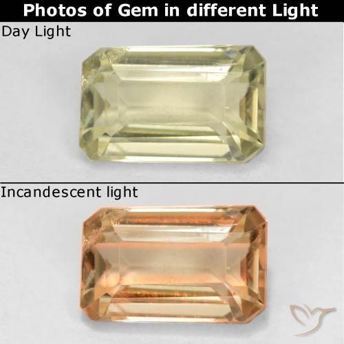 0.77ct طبيعي أصفر فاتح دياسبور متغير اللون, قص الزمرد, قليلا جدا