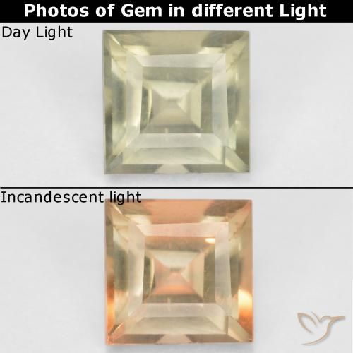 0.50ct طبيعي أصفر باهت دياسبور متغير اللون, مربع, قليلا جدا