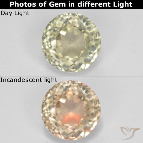 0.74ct طبيعي أصفر باهت دياسبور متغير اللون, دائري, قليلا جدا