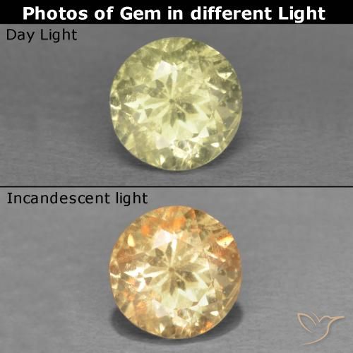 0.48ct طبيعي أصفر فاتح دياسبور متغير اللون, دائري, قليلا جدا
