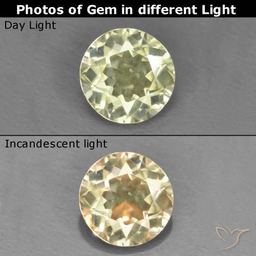 0.56ct طبيعي أصفر فاتح دياسبور متغير اللون, دائري, قليلا جدا