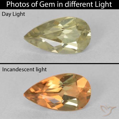 0.76ct طبيعي أصفر متوسط دياسبور متغير اللون, شكل الكمثرى, VVS