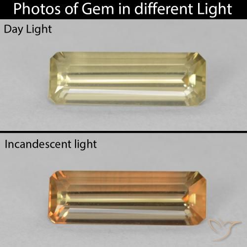 1.20ct طبيعي أصفر فاتح دياسبور متغير اللون, قص الزمرد, VVS
