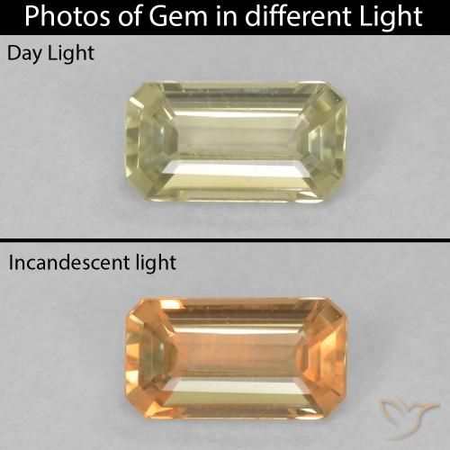 0.29ct طبيعي أصفر فاتح دياسبور متغير اللون, قص الزمرد, VVS