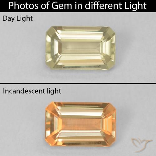 0.81ct طبيعي أصفر رقيق دياسبور متغير اللون, قص الزمرد, VVS