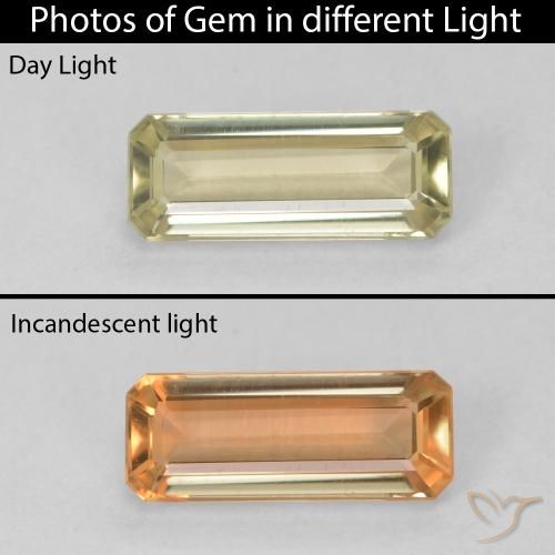 1.31ct طبيعي أصفر فاتح دياسبور متغير اللون, قص الزمرد, VVS