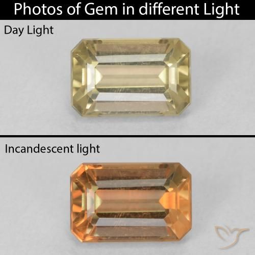 0.88ct طبيعي أصفر فاتح دياسبور متغير اللون, قص الزمرد, VVS