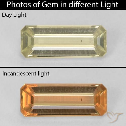 1.35ct طبيعي أصفر فاتح دياسبور متغير اللون, قص الزمرد, VVS
