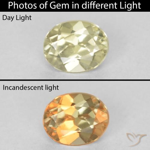 0.44ct طبيعي أصفر فاتح دياسبور متغير اللون, بيضوي, VVS