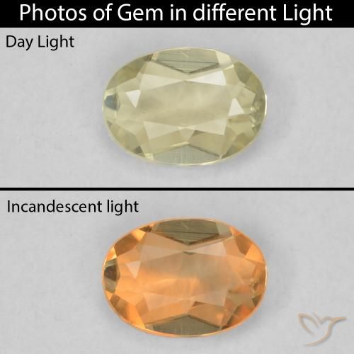 0.33ct طبيعي أصفر فاتح دياسبور متغير اللون, بيضوي, VVS