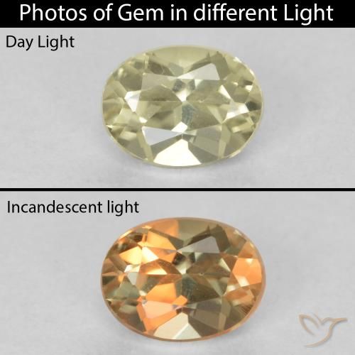 0.47ct طبيعي أصفر فاتح دياسبور متغير اللون, بيضوي, VVS