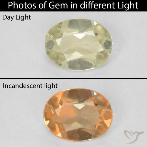 0.36ct طبيعي أصفر فاتح دياسبور متغير اللون, بيضوي, VVS