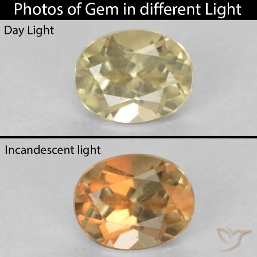 0.53ct طبيعي أصفر فاتح دياسبور متغير اللون, بيضوي, VVS