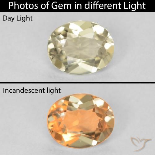 0.47ct طبيعي أصفر فاتح دياسبور متغير اللون, بيضوي, VVS