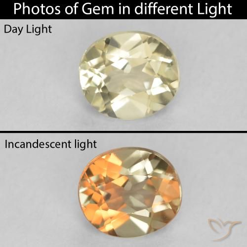 0.45ct طبيعي أصفر فاتح دياسبور متغير اللون, بيضوي, VVS