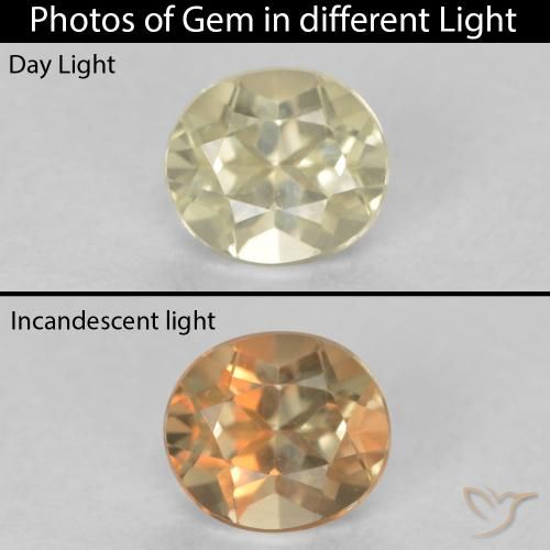 0.53ct طبيعي أصفر فاتح دياسبور متغير اللون, بيضوي, VVS