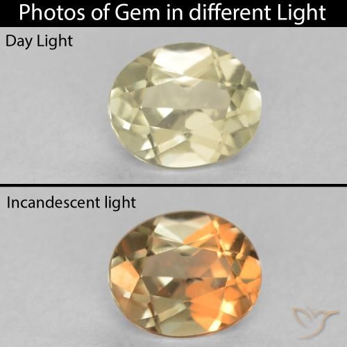 0.43ct طبيعي أصفر فاتح دياسبور متغير اللون, بيضوي, VVS