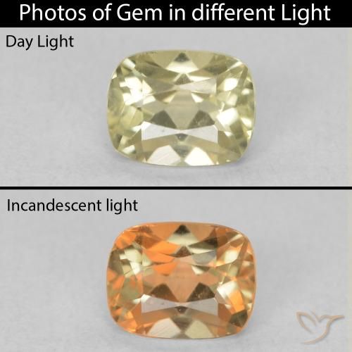 0.81ct طبيعي أصف فاتح جدا دياسبور متغير اللون, وسادة, VVS