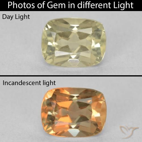 1.19ct طبيعي أصفر فاتح دياسبور متغير اللون, وسادة, VVS