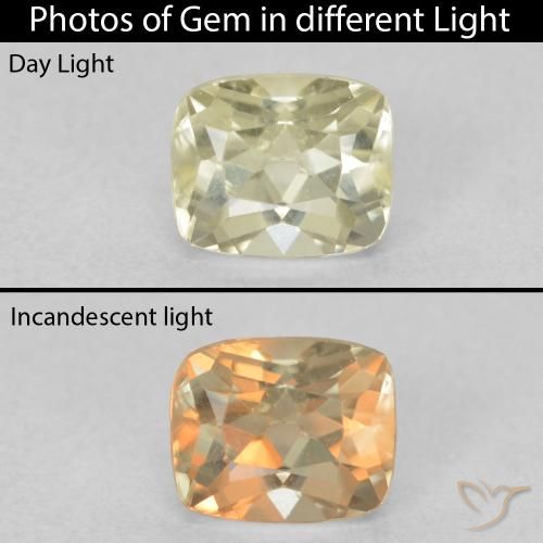 0.82ct طبيعي أصفر فاتح دياسبور متغير اللون, وسادة, VVS