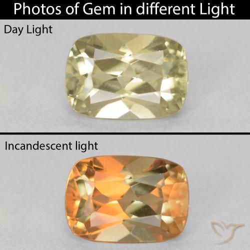 0.89ct طبيعي أصفر فاتح دياسبور متغير اللون, وسادة, VVS
