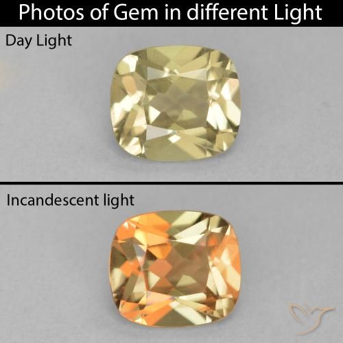 1.23ct طبيعي أصفر فاتح دياسبور متغير اللون, وسادة, VVS
