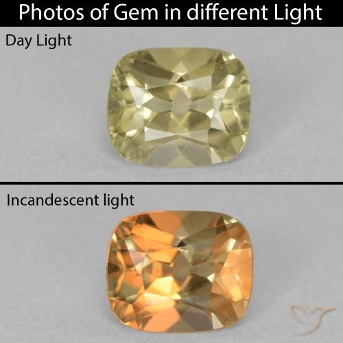 0.87ct طبيعي أصفر فاتح دياسبور متغير اللون, وسادة, VVS