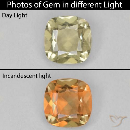 1.36ct طبيعي أصفر باهت دياسبور متغير اللون, وسادة, VVS