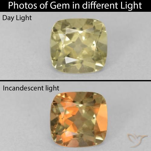 1.24ct طبيعي أصفر باهت دياسبور متغير اللون, وسادة, قليلا جدا