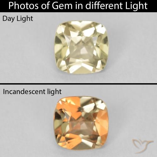 0.67ct طبيعي أصفر فاتح دياسبور متغير اللون, وسادة, VVS