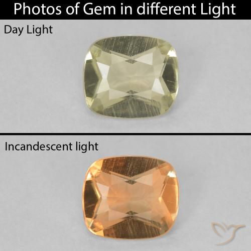 0.44ct طبيعي أصفر فاتح دياسبور متغير اللون, وسادة, VVS