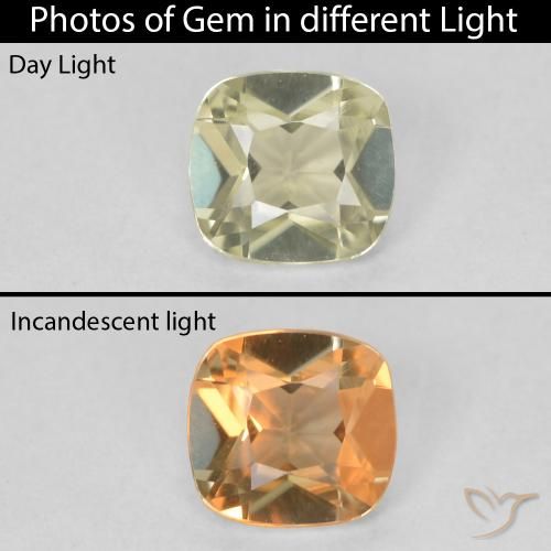 0.57ct طبيعي أصفر فاتح دياسبور متغير اللون, وسادة, VVS