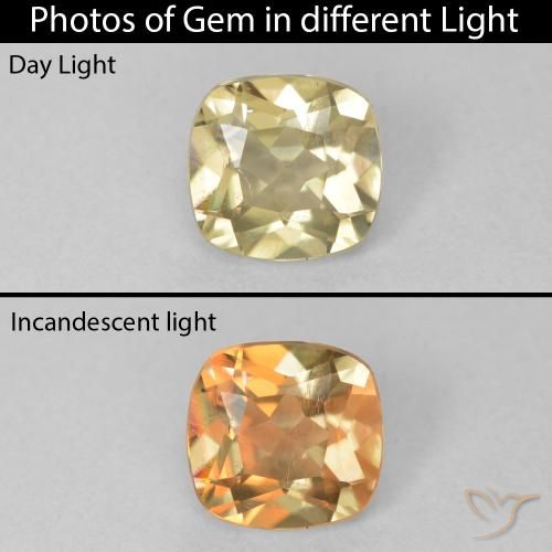 0.71ct طبيعي أصفر فاتح دياسبور متغير اللون, وسادة, قليلا جدا