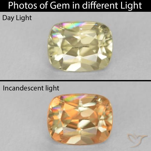0.66ct طبيعي أصفر فاتح دياسبور متغير اللون, وسادة, قليلا جدا