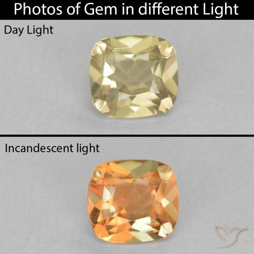0.60ct طبيعي أصفر باهت دياسبور متغير اللون, وسادة, قليلا جدا
