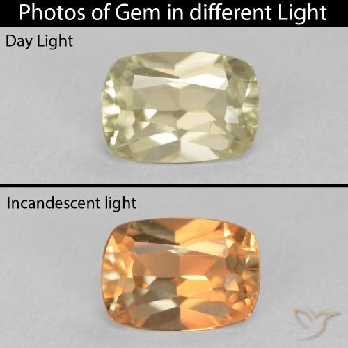 0.85ct طبيعي أصفر فاتح دياسبور متغير اللون, وسادة, قليلا جدا