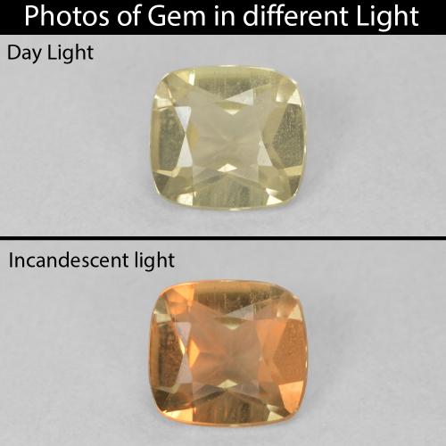 0.54ct طبيعي أصفر فاتح دياسبور متغير اللون, وسادة, قليلا جدا