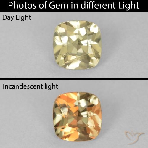 0.87ct طبيعي أصفر فاتح دياسبور متغير اللون, وسادة, قليلا جدا
