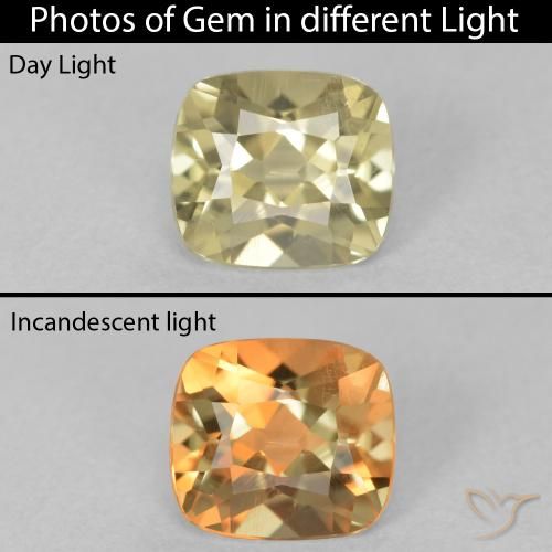 0.86ct طبيعي أصفر باهت دياسبور متغير اللون, وسادة, قليلا جدا