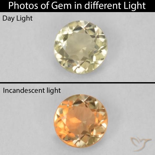 0.21ct طبيعي أصفر فاتح دياسبور متغير اللون, دائري, VVS-VS