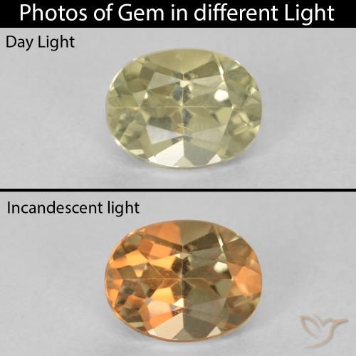 0.88ct طبيعي أصف فاتح جدا دياسبور متغير اللون, بيضوي, VVS-VS