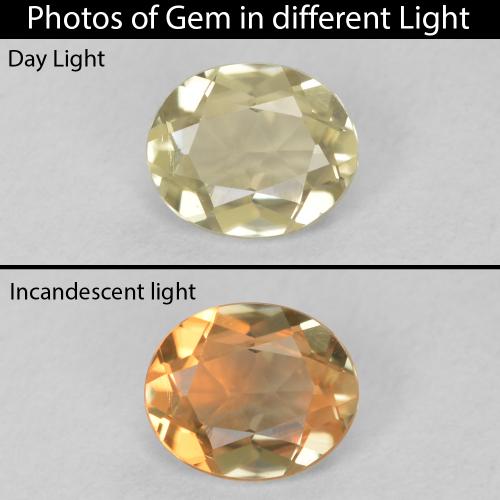 0.41ct طبيعي أصف فاتح جدا دياسبور متغير اللون, بيضوي, قليلا جدا