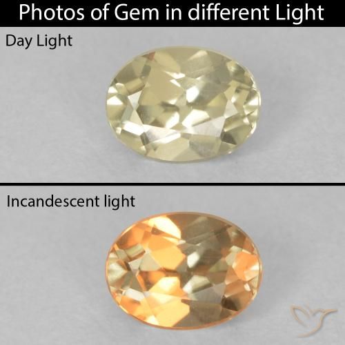0.38ct طبيعي أصفر باهت دياسبور متغير اللون, بيضوي, قليلا جدا